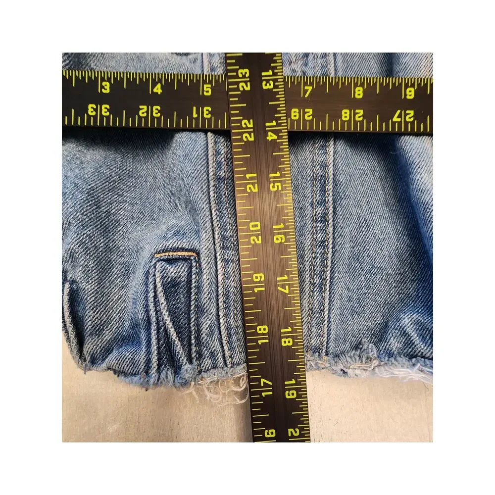 Mono B Women's Denim Jean Jacket SZ Large Raw Hem Cropped - Picture 10 of 10